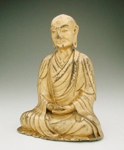 Figur av en sittende lohan (forgylt bronse) av Liao Dynasty Chinese School