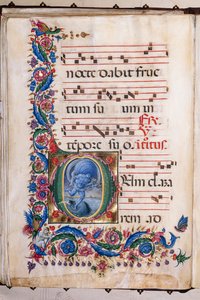 Piccolomini bibliotek: korbok, torsk. 20.5, ff. 36v med "Aeolus", av Liberale da Verona (ca. 1445 - 1527/9).