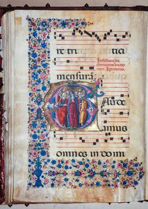 Piccolomini bibliotek: korbok, torsk. 28.12, ff. 94v med "Jomfruen og alle de hellige", av Francesco Rosselli og Liberale da Verona (ca. 1445 - 1527/9). av Liberale da Verona