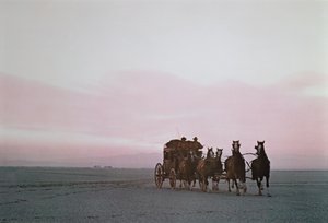 En Wells Fargo diligens på et moderne publisitetsløp på Western Plains (bilde) av Unbekannt Unbekannt