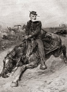En utsendt rytter under den amerikanske borgerkrigen, fra The Century Magazine, publisert 1887 (gravering) av Unbekannt Unbekannt