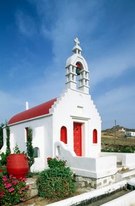 Kirke på øya Mykonos, Kykladene, Hellas (bilde) av Unbekannt Unbekannt