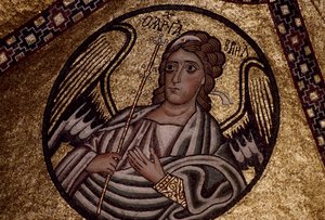 Figur av en engel, mosaikk inne i Hosios Loukas kloster, Hellas, grunnlagt tidlig på 1000-tallet av Unbekannt Unbekannt