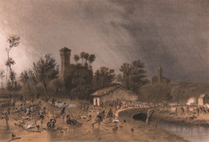 Første divisjon av Regina Brigade angriper Montreoli Bridge, Palestro, Lombardia av Unbekannt Unbekannt