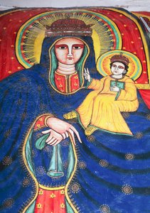Freskomaleri som viser Maria og barn, Vår Frue Maria av Sions kirke (1600-tallet), Aksum (Unescos verdensarvliste av Unbekannt Unbekannt