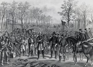 General Robert Lee overga seg til general Ulysses Grant ved Appomattox 9. april av Unbekannt Unbekannt