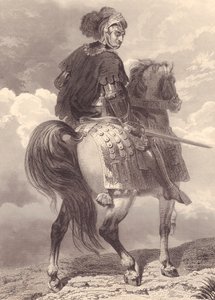 Italiensk militærleder og politiker Gian Giacomo Trivulzio (1440-1518), gravering, 22x16 cm, fra Galerie Historique de Versailles, Histoire de France, Charles Gavard Publisher, Paris, ca. 1840 av Unbekannt Unbekannt