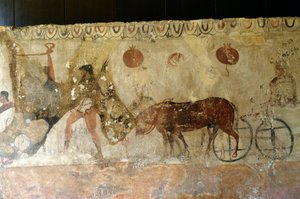Reise til underverdenen, freskomaleri fra Necropolis i Andriuolo-Laghetto i Paestum, Campania, Italia, antikkens gresk sivilisasjon, Magna Graecia, 4. århundre f.Kr. (bilde) av Unbekannt Unbekannt