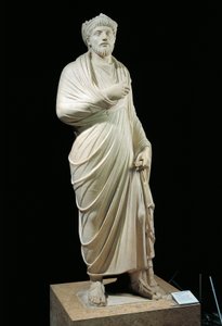 Marmorstatue av keiser Julian den frafalne, iført gresk filosof toga og hedensk prestekrone av Unbekannt Unbekannt