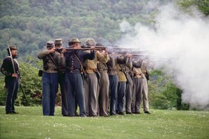Moderne gjeninnføring av slaget ved Gettysburg (bilde) av Unbekannt Unbekannt
