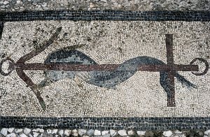 Mosaikk som viser delfin og anker, øya Delos (UNESCOs verdensarvliste av Unbekannt Unbekannt