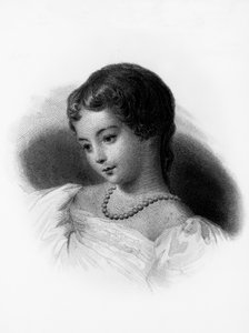 Portrett av Augusta Ada Byron, grevinne av Lovelace (1815-1852), engelsk matematiker og forfatter, hun blir sett på som første dataprogrammerer, gravering av Unbekannt Unbekannt