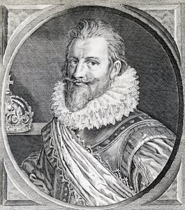 Portrett av Christian IV (1588-1648), konge av Danmark og Norge, gravering av Unbekannt Unbekannt