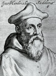 Portrett av Jacopo Sadoleto (1477-1547), italiensk humanist, katolsk biskop og kardinal, gravering fra Illustrissimorum, omnique virtutis, et scientiarum laude praestantissimoru virorum-ikoner, av Claudius Pernetus av Unbekannt Unbekannt