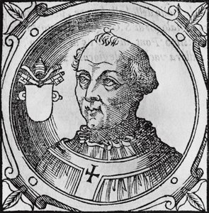 Portrett av Stephen II, eller III (ca 714-757), 92. pave av den katolske kirke fra 752, gravering av Unbekannt Unbekannt