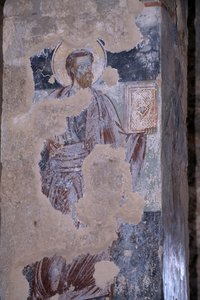 Helgen, freskomaleri i kirken Agios Nikolaos, den bysantinske byen Mystras (UNESCOs verdensarvliste av Unbekannt Unbekannt