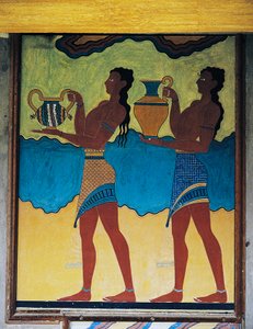 Tjenere som bærer vaser, freskomaleri i Knossos-palasset, Kreta, Hellas, minoisk sivilisasjon av Unbekannt Unbekannt