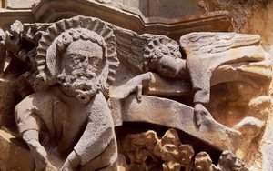 Spania, Navarra, Ujue, Santa Maria-kirken, arkitektonisk detalj av Unbekannt Unbekannt