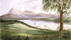 Twofold Bay, New South Wales, ca. 1860 (akvarell) av Lieutenant George Austin Woods