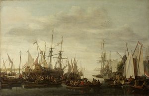 En kjølhaling, ifølge den ikke-attesterte tradisjonen, av skipets doktor av admiral Jan van Nes av Lieve Pietersz. Verschuier