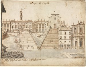 Atten utsikt over Roma: Campidoglio, 1665. av Lievin Cruyl