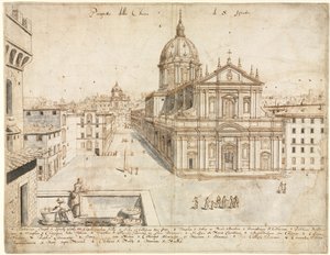 Atten utsikt over Roma: SantIgnazio-kirken, 1665.