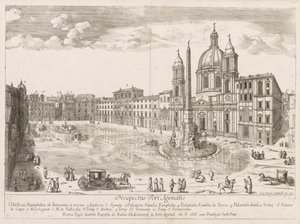 Piazza Navona fra prospektet til Lourum i byen Roma, 1666. av Lievin Cruyl