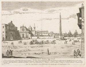Piazza del Popolo fra prospektet til Lourum i byen Roma, 1666. av Lievin Cruyl
