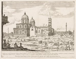 Santa Maria Maggiore fra prospektet til Lourum i byen Roma, 1666. av Lievin Cruyl