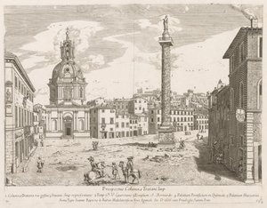 Trajans kolonne fra prospekt Lourum Urbis Romae Insignium, 1666 av Lievin Cruyl