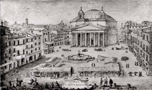 Utsikt over Pantheon, Roma, tidlig på 1670-tallet.