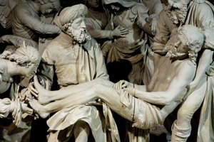 Begravelsen og jomfruens besvimelse (stein) av Ligier Richier