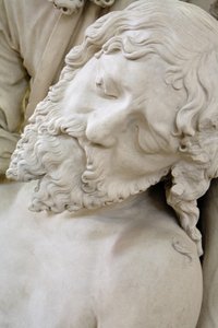 Gravleggingen og jomfruens besvimelse, detalj: Jesu hode av Ligier Richier