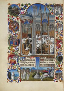 Très Riches Heures du duc de Berry Folio 86, verso - Begravelsen til Raymond Diocrès av Limbourg Brothers