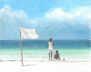 Boys on Beach, Kenya (akryl på papir)