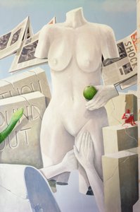 Begjær, juridiske konsekvenser av det 11. bud (akryl på lerret) av Lincoln Seligman