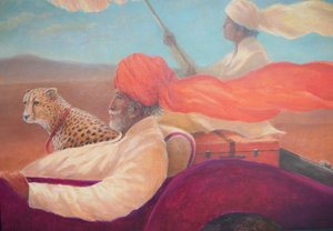 Maharaja, gutt med paraply + gepard av Lincoln Seligman
