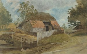 Old Barn, ca. 1855 (olje på panel) av Lionel Constable