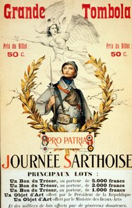 Stor utlodning: sarthoisedag - plakat, ill. av Lionel Royer (1852 -1926)