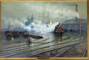 Utsikt over Cardiff Docks-maleri av Lionel Walden (1861-1933) 1894 Søn. 1,27x1,93 m. Paris, Musee d'Orsay - Utsikt over Cardiff Docks. Maleri av Lionel Walden (1861-1933)