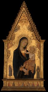 Madonna og barn med hellige og engler, ca. 1350.