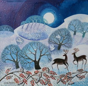 Snowy Land, 2017, (akrylblekk på papir) av Lisa Graa Jensen