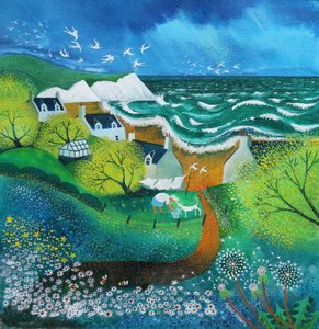 Stormfull vaskedag, 2021 (akryl på lin) av Lisa Graa Jensen