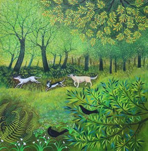 Tre venner, 2024 (akryl på lerret) av Lisa Graa Jensen