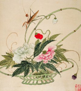 Et av en serie malerier av blomster og insekter, sent på 1800-tallet