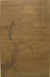 Blomstrende plomme i måneskinn og snø, 1500-tallet. av Liu Shiru