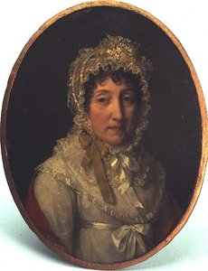 Portrett av en eldre dame (olje på kobber) av Lizinska Aimee Zoe de Mirbel