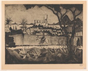 Bastia på Korsika Bastia (original tittel) av Lodewijk Schelfhout (signed by artist)