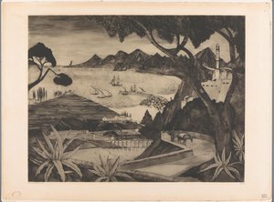 Fjelllandskap med bukt på Korsika La Corse (original tittel) av Lodewijk Schelfhout (signed by artist)