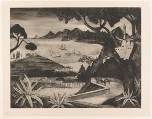 Fjelllandskap med bukt på Korsika La Corse (original tittel) av Lodewijk Schelfhout (signed by artist)